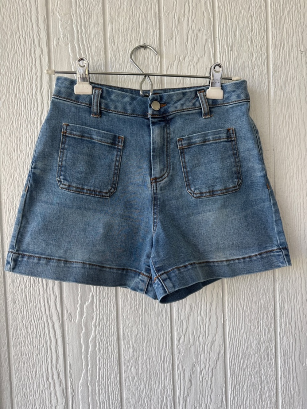 Oat New York NY Patch Pocket Denim Jean Shorts sz 2 26